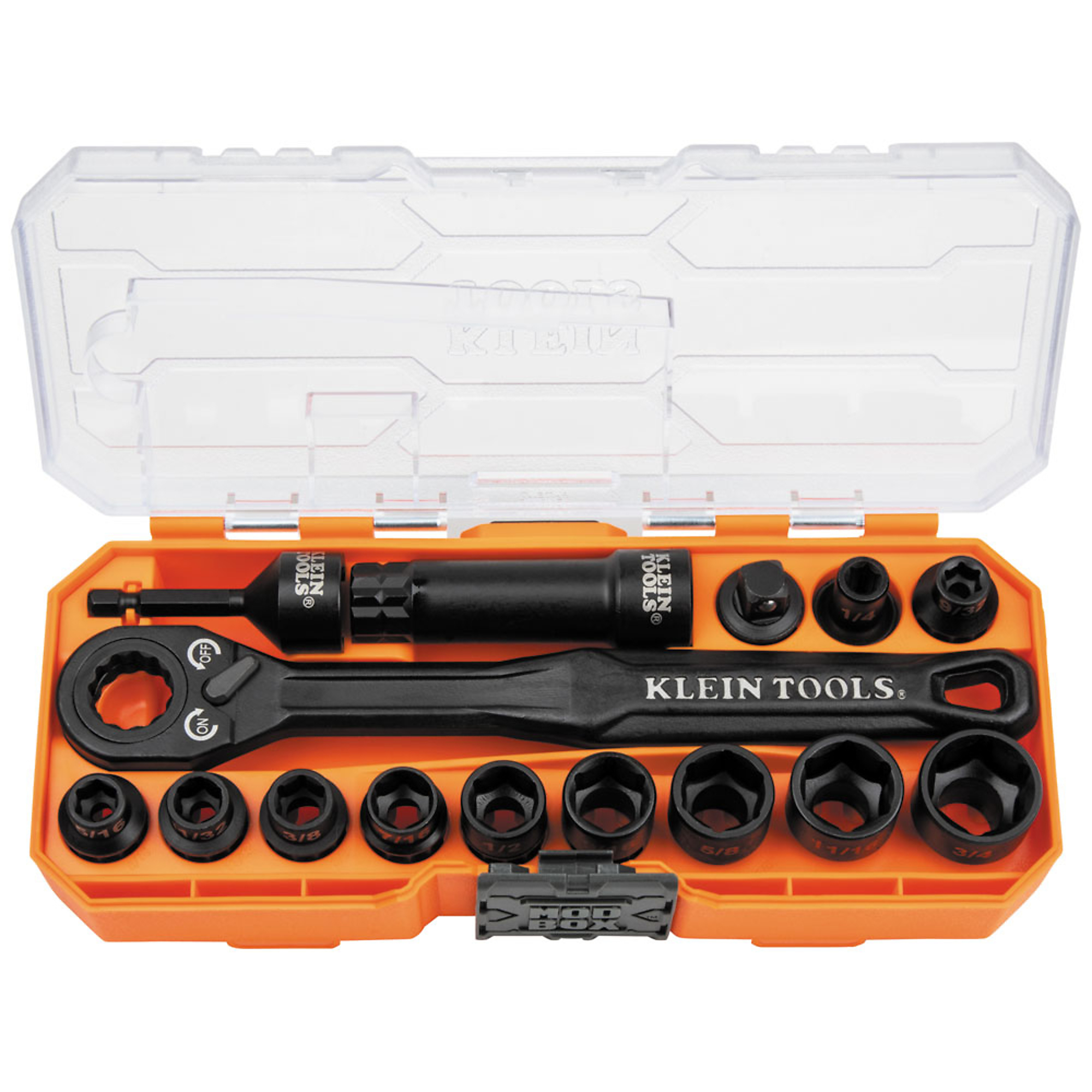 Klein Tools, KNECT 3/8in. Drive Impact-Rated Pass Through So, Pieces (qty.) 15 Model# 65400